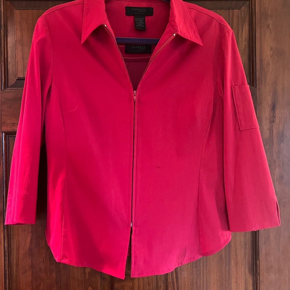 Express Vibrant Red Stretch Top